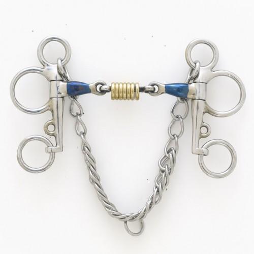 Tom Thumb Pelham with Double Jointed Mouth and Loose Brass Roller Disks